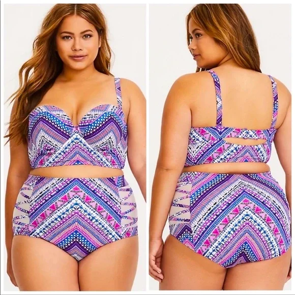 Torrid Vixen Multicolor Chevron Pushup Bikini Swimsuit Top - Picture 1 of 8